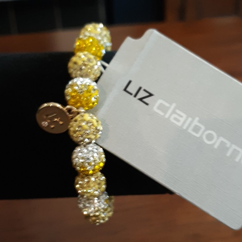 Liz Claiborne Yellow and White Ombre Stretch Bracelet NWT